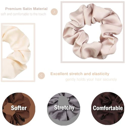 IVARYSS Scrunchies for Sleep, Premium Satin Soft Than Silk, Cute Bands Ties for Women, Girls - Curly, Thin & Thick Hair Styling, 12 Pack, Neutral Colors - color: Neutral Scrunchies