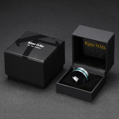 King Will Wood Wedding Band Wood Inlay for Men - color: Gunmetal-8mm