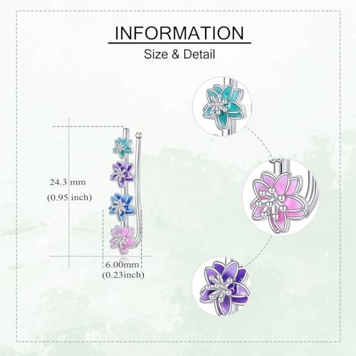 Ear Climbers Earrings for Women Sterling Silver Vintage Ear Crawler Earrings Jewelry Gifts for Women - style: Cherry Blossom Flower