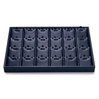 Oirlv 24-Grid Stackable Necklace Tray with Removable Inserts,Blue | 24 Necklace Sections,Removable Insert Cards,Anti-Tangle Design,Space-Saving Event Display,13.8×9.5Inch - color: Blue, size: 24 Grid Tray with Inserts