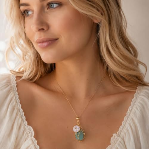 MIXJOY Black Obsidian Crystal Necklace for Women, Sun and Moon Celestial Pendant Protection Gift for Halloween Christmas - style: Green Aventurine Small