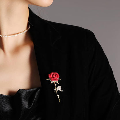 Red Rose Flower Brooches and Pins for Women Costume Jewelry Brooch Pins Broches Jewelry for Women Elegant Lady Pin - style: Red2687