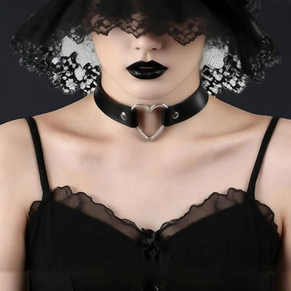 6Pcs Black Gothic Choker Necklace Set, Punk Lace & Leather Collar Necklaces, Vintage Gothic Jewelry for Fashion Outfit Accessories