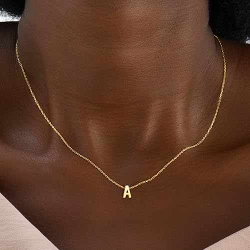 Initial Necklace for Women Girls Kids - Dainty Initial Necklace Tiny A-Z Pendant Necklace Cute Letter Necklace - color: A