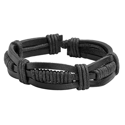 Leather Braided Bracelet Cuff Wrap Wristband for Men Women Adjustable - color: D:6pcs