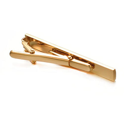 Skinny Tie Clip Navy Blue Black And Gold Tie Clips For Men Unique | Gold Tie Clip Silver Tie Bars For Mens Tie Clip Stainless Steel Elegant Tie Clips Black And Gold Tie Pin - color: Gold