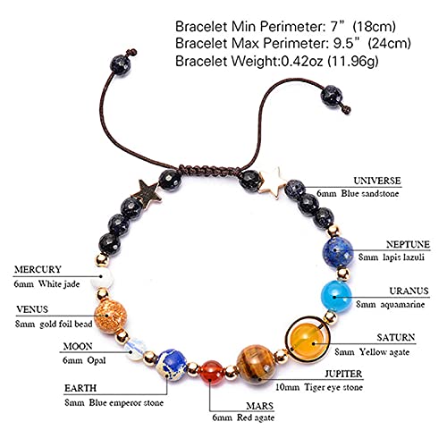 ONLYJUMP Planet Bracelet Solar System Universe Galaxy Bracelet Handmade Natural Stone Bead Bracelet String Adjustable Astronomy Gifts Bangle for Women Men - color: Planet