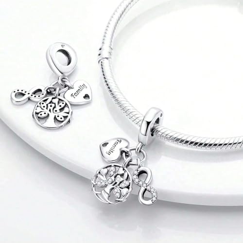 925 Sterling Silver Bead Charm for Pandora Bracelets and Necklaces,Pink Bow Cherry Butterfly Blue Ocean Pendant Bead Charms Jewelry Present Valentines Gifts for Wife/Girlfriend Women - style: Infinite Family Tree Charms