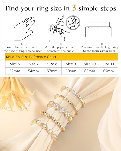 Gold Silver Stackable Rings for Women Non Tarnish Cubic Zirconia Band Ring | 14K Gold Plated,Stacking Chunky Eternity Rings,Dainty Engagement Promise Thumb Rings,Wedding Ring Set,Jewelry Size 6 7 8 9 10 - color: Gold 1
