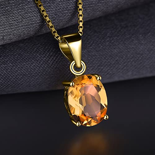 JewelryPalace Natural Gemstone Garnet Peridot Amethyst Citrine Blue Topaz Birthstone Solitaire Pendant Necklace Jewelry Set, 14k Gold Plated 925 Sterling Silver Necklaces for Women, 18 Inch Box chain - color: E-Yellow Gold Plated Brass-Crystal