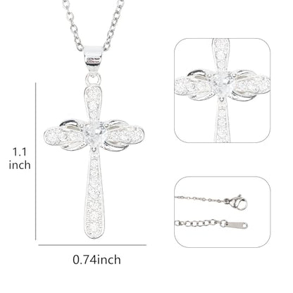 Gold Silver Cross Necklace for Women, 14K Gold Plated Dainty Cubic Zirconia Cross Pendant, Elegant Christian Faith Jewelry, Religious Gifts for Wife Mom