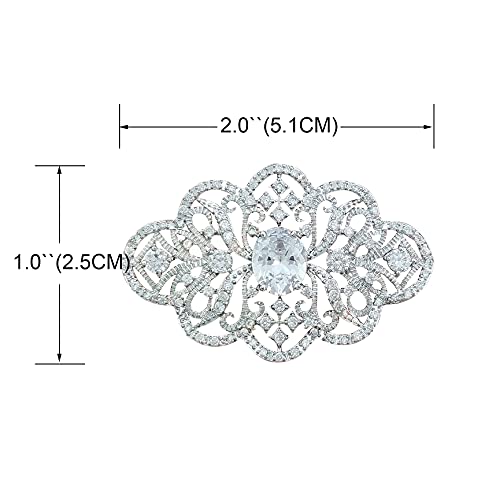 YOQUCOL Cubic Zirconia Crystal Rhinestone Wedding Brooch Pin for Women Brides Jewelry - color: B