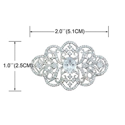 YOQUCOL Cubic Zirconia Crystal Rhinestone Wedding Brooch Pin for Women Brides Jewelry - color: B