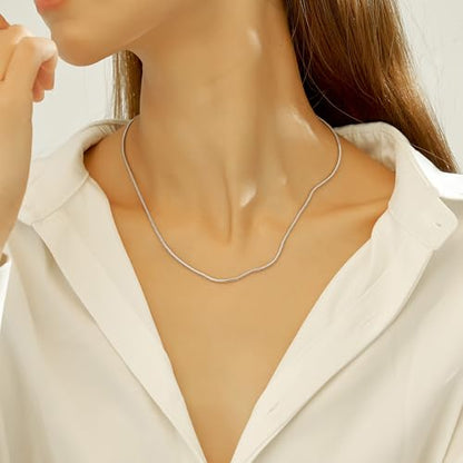 wgoud Gold Necklace for Women Waterproof,14K Real Gold Plated Herringbone Choker Necklace for Women Trendy, Dainty Gold Chain Necklaces Stack,Simple Layered Gold Necklaces for Women Jewelry Gifts - color: 3Pcs Silver Necklace A