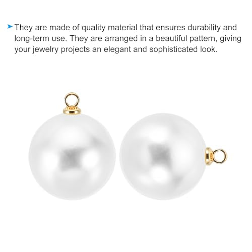 PATIKIL Pearl Charm, 100pcs Pearl Beads Faux Pearl Pendant Charm DIY for Jewelry Making Bracelets Earrings Necklace Crafts - color: Golden White, size: 18mm