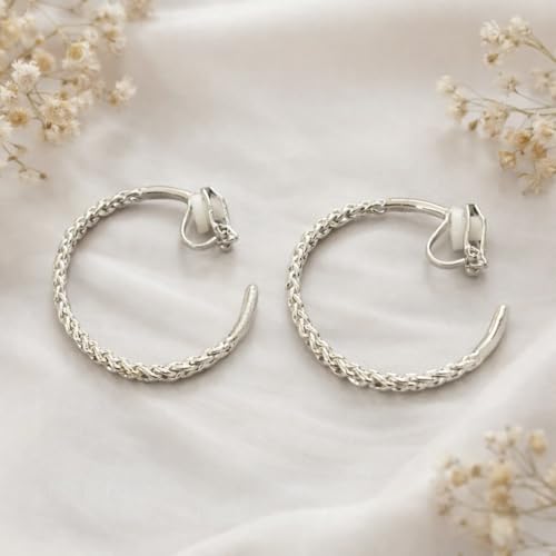 Clip On Earrings for Women, 14K Gold/Silver Statement Hoop Earrings Trendy Hypoallergenic Twisted Dangle Drop Earrings for Non Pierced Ears Jewelry Gifts