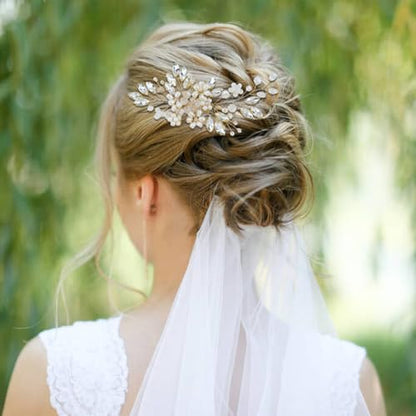 inSowni 17 Pieces Gold Metal Rhinestone Pearl Wedding Bridal Hair Side Comb Slides+U-shaped Flower Hair Pins+Pearl Twist Spiral Hairpins for Brides Bridesmaids Women Girls - color: Gold