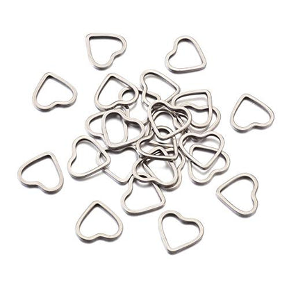 30Pcs Heart Linking Charms Hollow Frame Pendants Stainless Steel Heart Charms Earrings Beading Hoop Linking Ring Connectors for Bracelet Necklace Jewelry Making - color: Matte Silver, Heart