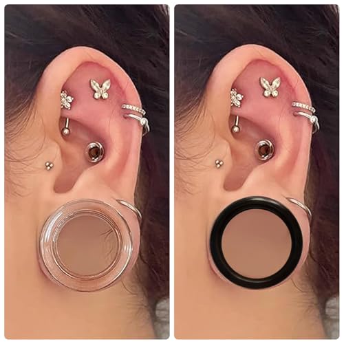 6G-30mm Double Flared Acrylic Ear Gauges Tunnels Plugs Expanders Saddle Hollow Tunnels Stretcher Earrings for Men Women Clear Black Lobe Stretching Body Piercings Jewelry 4 Pairs Set - color: 28mm=1 1/8 inch