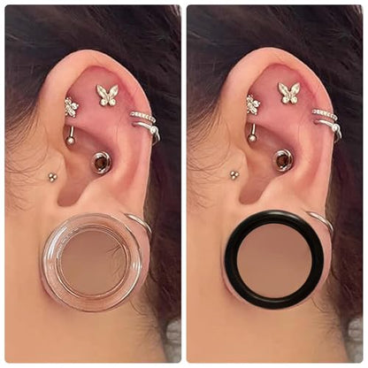 6G-30mm Double Flared Acrylic Ear Gauges Tunnels Plugs Expanders Saddle Hollow Tunnels Stretcher Earrings for Men Women Clear Black Lobe Stretching Body Piercings Jewelry 4 Pairs Set - color: 30mm=1 3/16 inch