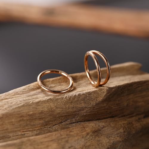 GAGABODY 2 Pcs Nose Rings 22G 20G 18G 16G 14G 12G 10G 8G Surgical Steel Piercing Rings for Nose Septum Cartilage Helix Tragus Conch Rook Daith Lobe from 5mm to 16mm Seamless Hoop Unisex Hinged Earrings - color: Rose Gold-Single&Double Hoop