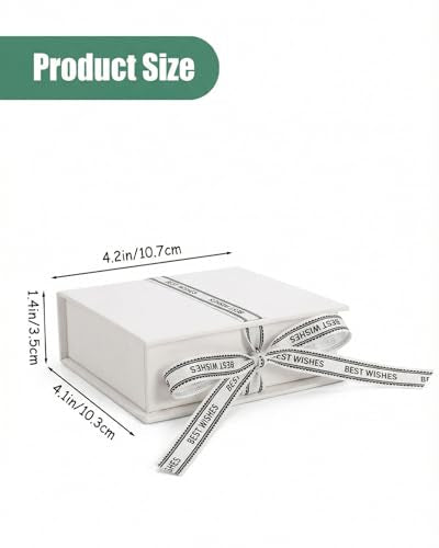 Flip Up Jewelry Gift Box, 12 Pack Velvet Lined Earring Box with Ribbon, Necklace & Bracelet Packaging, Small Jewelry Organizer, Ring & Bracelet Box, Travel Jewelry Case, 4.2 x 4 x 1.38 Inches (White) - color: White