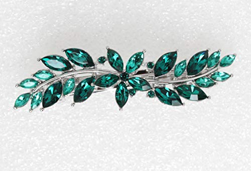 Faship Gorgeous Green Rhinestone Crystal Small Floral Hair Barrette Clip - color: Green