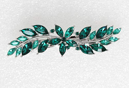 Faship Gorgeous Green Rhinestone Crystal Small Floral Hair Barrette Clip - color: Green