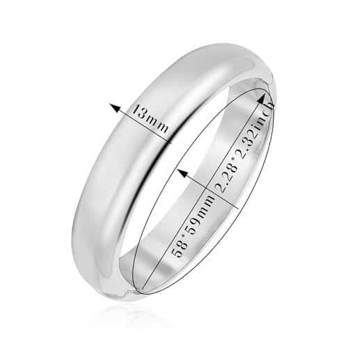 Eigso 13MM Large Gold Plated Chunky Bracelet Bangle for Women Men Trendy Thick Arc Shape Open Cuff Bangles Bracelets for Woman Man - color: Silver-13MM