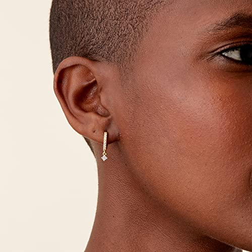 PAVOI 14K Gold Plated Huggie Hoop Earrings with Charms for Women - 925 Sterling Silver Posts Dainty Motif Huggie Hoop Dangle Earrings - Lightweight Dangle Drop Jewelry with Cubic Zirconia - style: Cubic Zirconia