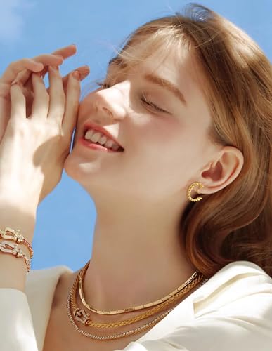 15 Pairs Clip on Earrings for Women Chunky Hoop Clip Earring Round CZ Twist Simulated Pearl Flower Knot No Piercing Fake Stud Earrings Sets Jewelry Gifts Silver Gold Plated - color: A: Gold