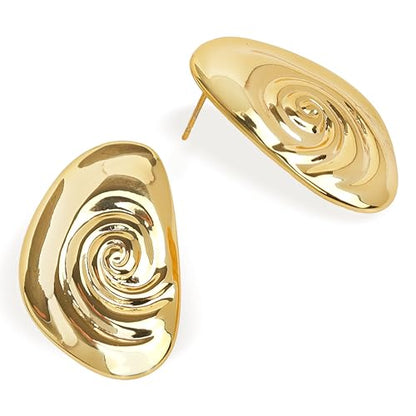 Jean Beau Chunky Gold Stud Earrings for Women Trendy Gold Plated Dangle Drop Prom Birthday Fashion Office Jewelry Gift - color: Gold Shell