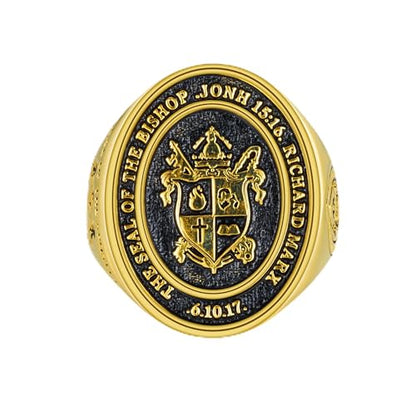 callie Custom Signet Ring - Engraved Text & Photo, Personalized Family Crest Coat Of Arms Rings, 925 Sterling Silver/Brass | Father's Day Jewelry Gifts for Men & Women - color: Oval