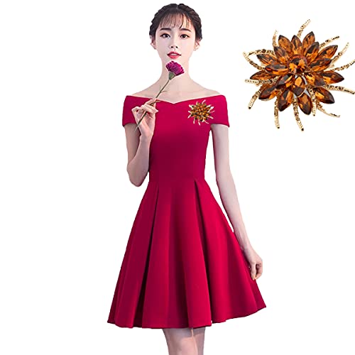 seven wolves Women's Austrian Crystal Brooch Wedding Flower Leaf Bouquet Brooch - color: Champange A