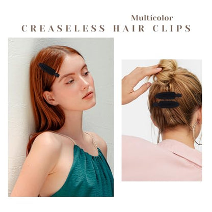 10 Pcs Creaseless No Crease No Bend Flat Hair Clips For Styling Non Slip Makeup Clips For Women Salon Hairstyle,Matte Black - color: Matte Black