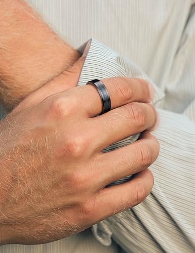 King Will Mens Galaxy Tungsten Wedding Band | 6mm/8mm, Beveled Edge, Comfort Fit, Durable, Sandstone Opal Inlay Polished, Everyday Wear - color: Blue Green-6mm