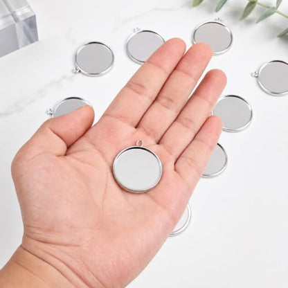 30 Pcs 25mm Stainless Steel Round Blank Bezel Pendant Trays, Cabochon Settings Base for Jewelry Making, DIY Findings, Charms - Silver