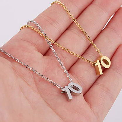 Number Necklace for Women Dainty 18K Gold Plated Pendant Necklace Charm Birth Month Personalized Jewelry Birthday Gift - color: SILVER, style: Number 12
