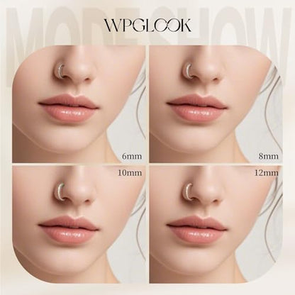 2Pcs Nose Ring Hoop Set: 14G 16G 18G 20G 316L Surgical Steel Septum Rings Hypoallergenic Body Jewelry 6/7/8/9/10/12MM Cartilage Earrings for Women Men - color: Gold-2pcs cz rings