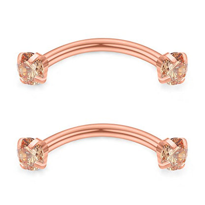 SCERRING 16 Gauge 10mm Curved Barbell Eyebrow Belly Lip Tragus Ring Piercing Jewelry - color: 6PCS - Rose Gold