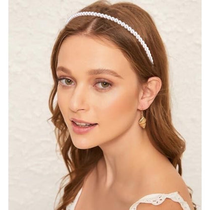 Headbands for Women Girls, 5 Pack Non Slip Wide Padded Headbands with Pearl & Floral Design - Fashion Headbands Trendy Hair Accessories
