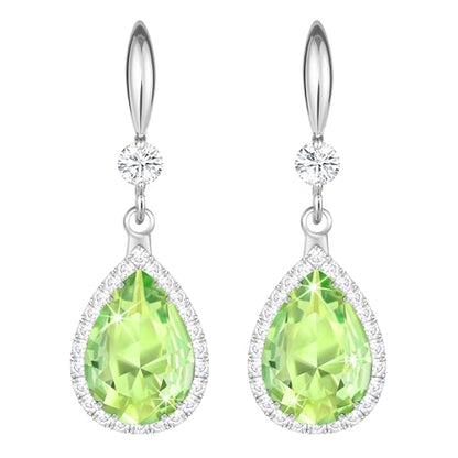 Linawe Imitation Diamond Dangle Earrings for Women Trendy, Rhinestone Drop Chandelier Earrings, Teardrop Crystal Cubic Zirconia Wedding Jewelry Set, 14K Gold/Rose Gold/Silver Tone - color: Silver,August