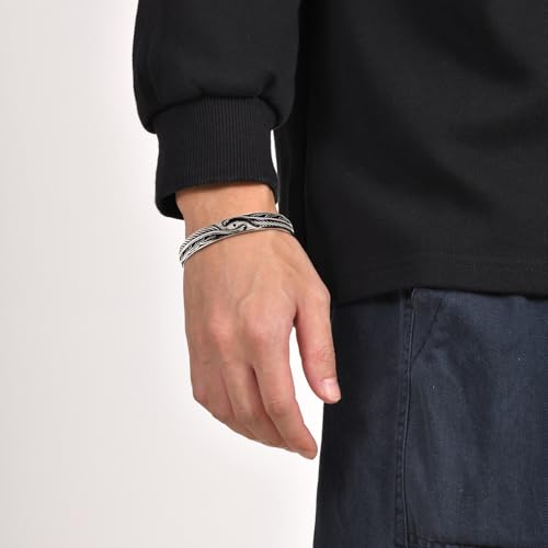 925 Sterling Silver Bracelet Plated Cuff Bangle Bracelet Fashionable Multi-layer Cross Wire Bangle Bracelet Open Adjustable Wide Cuff Bracelet for Teen Girls Fashion Jewelry - color: W-silver21