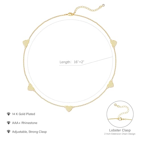 Zeffy Dainty Gold Heart Necklace for Women Trendy 14K Gold/Silver Plate Cute Heart Pendant Choker Necklaces Gold Love Heart Chain Necklace for Women Dainty Gold Jewelry Gifts for Women - style: CZ Heart Choker-Gold