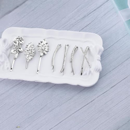 10 PCS Rhinestone Hair Clips 2.5 Inch Elegant Wedding Bridal Silver Bobby Pins Crystal Fancy Hair Accessories for Women(Fashion) - color: Fashion