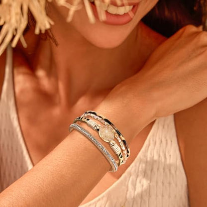 Wrapped Bracelets for Women,Leather Boho Bracelets for Women - color: Beads-Leopard