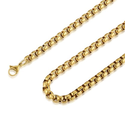 HZMAN 2-6mm Rolo Chain for Men Women Stainless Steel Men's Chain Necklace Round Box Link Chain Necklace 16-30 Inch - color: Gold, size: 26in, style: 2mm