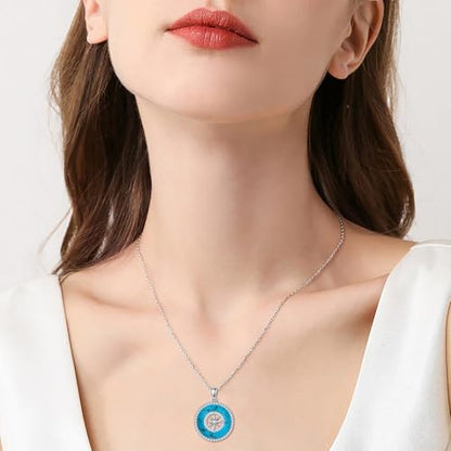 AOBOCO 2026 Graduation Gifts 925 Sterling Silver Compass Pendant Necklace High School College Graduation Jewelry Gifts for Women Daughter - style: C-Turquoise