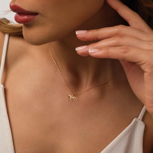 LLWOM Gold Necklace for Women-14k Gold Plated Infinity Necklace Star Of David Necklace Evil Eye Cross Pendants Heart Dainty Gold Necklace For Women - color: Gold-Horse