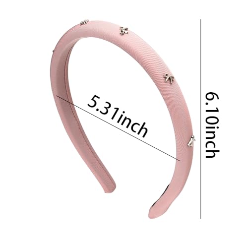 Kilener Padded Headbands for Women Bow Headband Thin Padded Headband Hairband with Bow Hair Bands for Women's Hair Non Slip Bowknot Headbands Pink - color: Pink